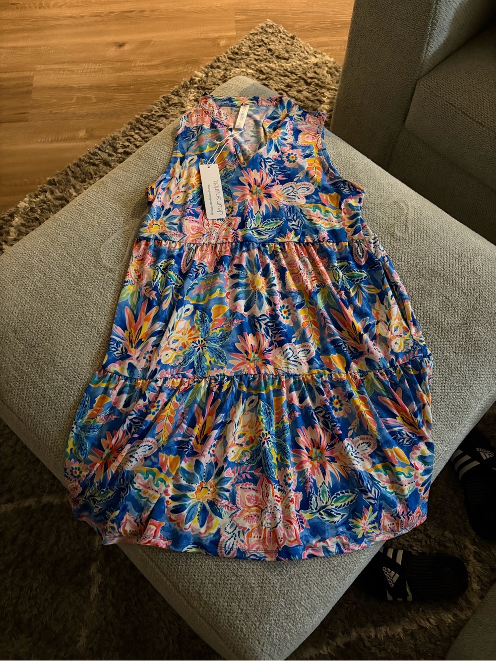 Sleeveless Floral Sundress - Blue Multi